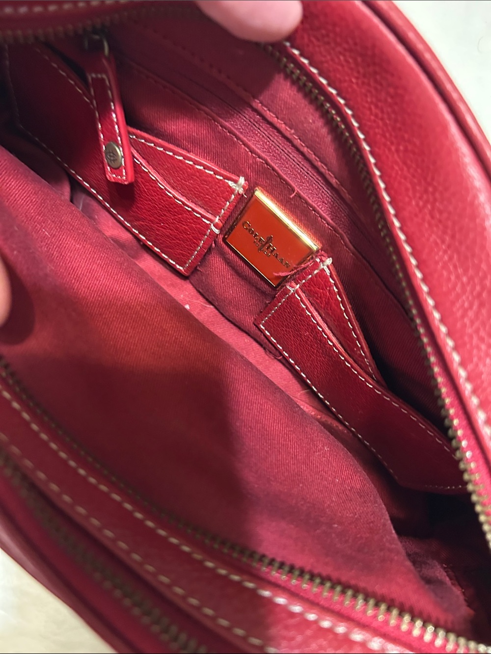 Cole Haan Red Leather Shoulder Bag with Gold Accents - Picture 3 of 11